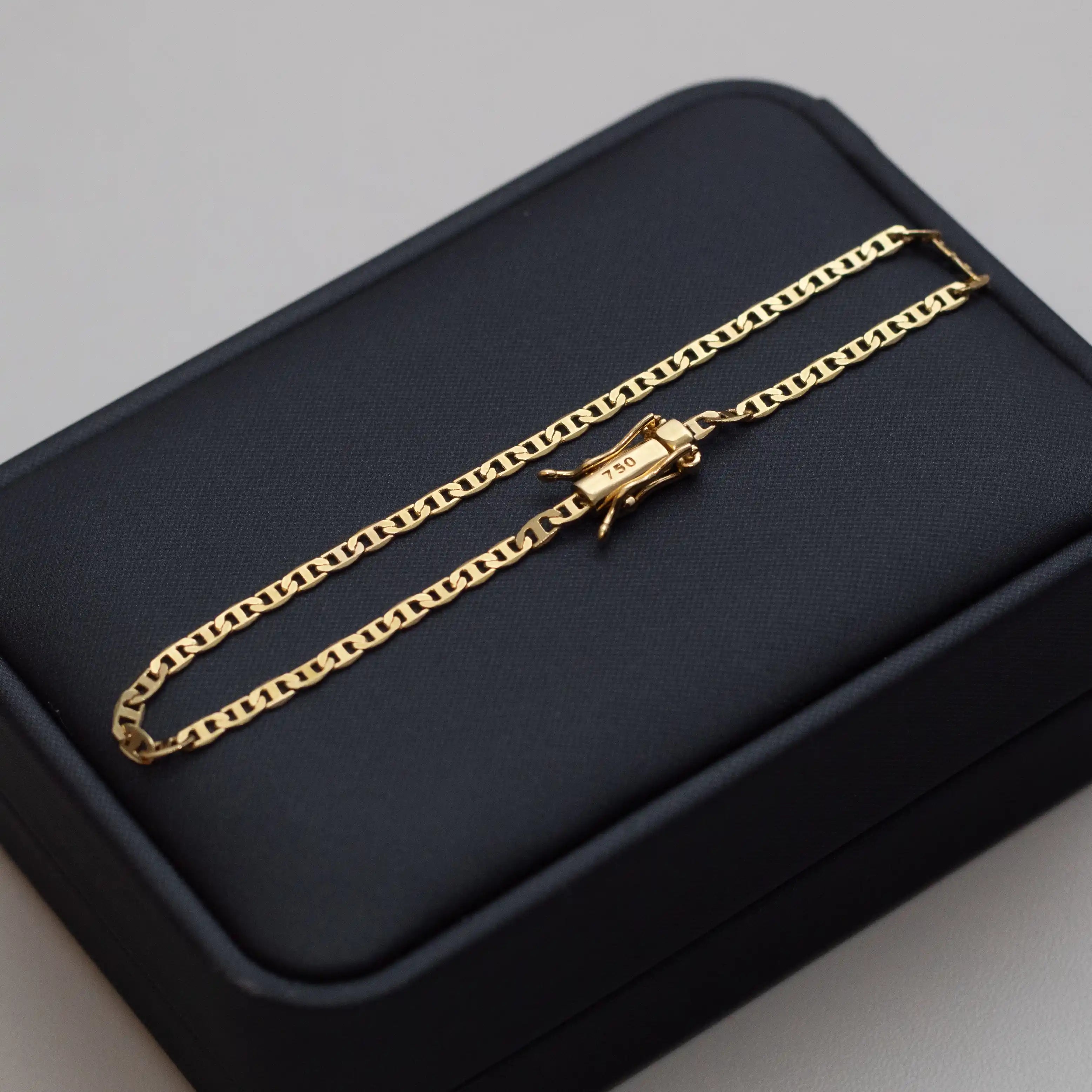 pulseira masculina banhada a ouro - mariner gucci 3mm - ouro 18k