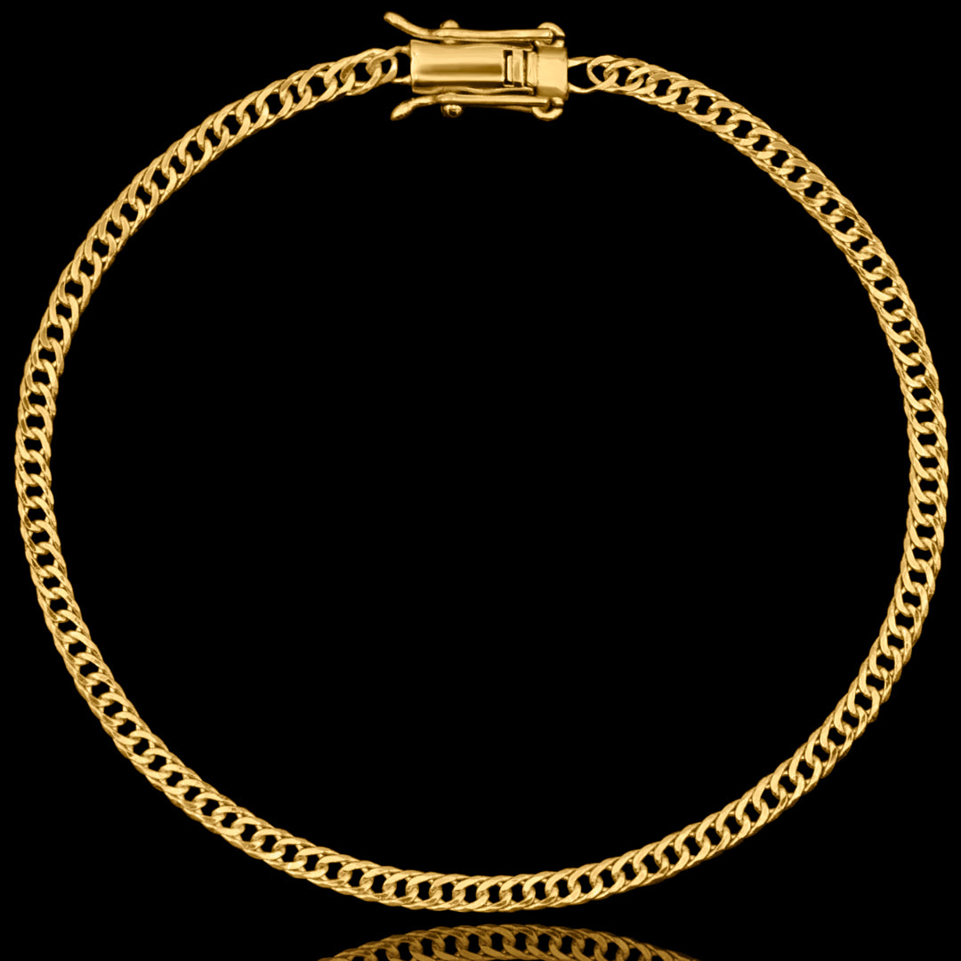 pulseira masculina banhada a ouro - grumet duplo 3mm - ouro 18k