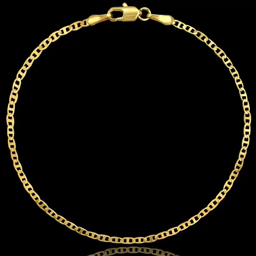 pulseira masculina banhada a ouro - mariner gucci 2mm - ouro 18k