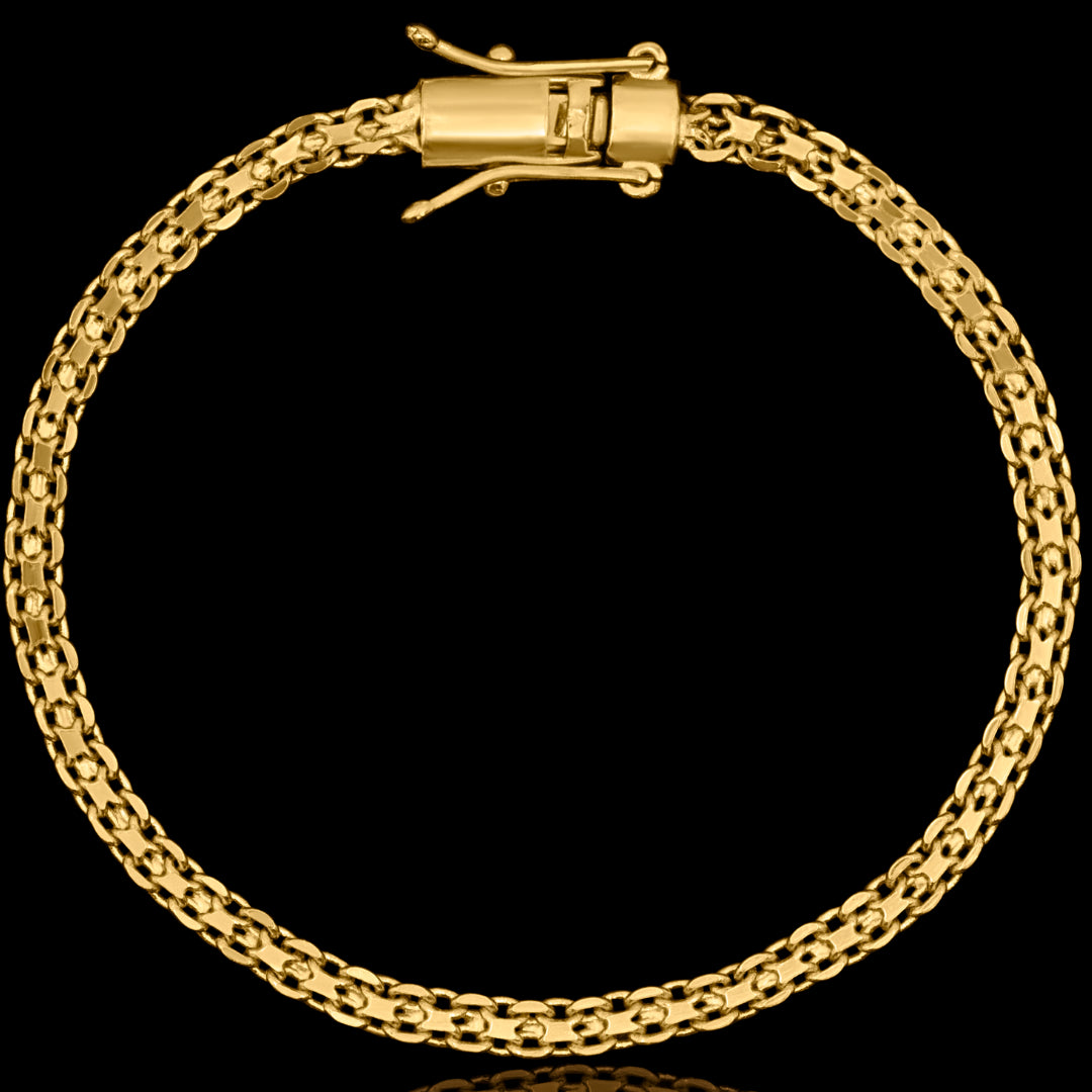 Pulseira Cadeado Duplo 4mm Banhado a Ouro 18k
