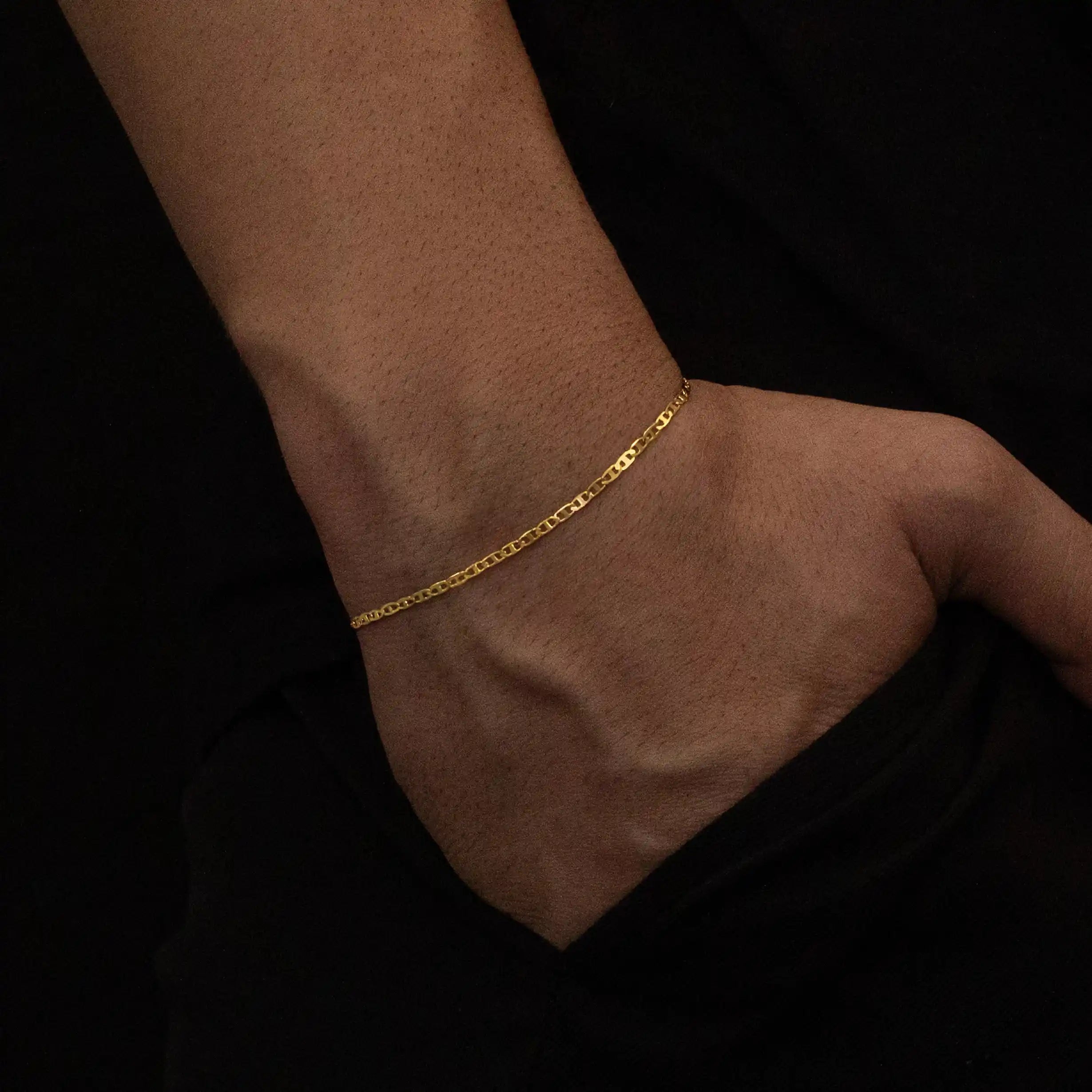pulseira de ouro masculina - mariner gucci 2mm - ouro 18k