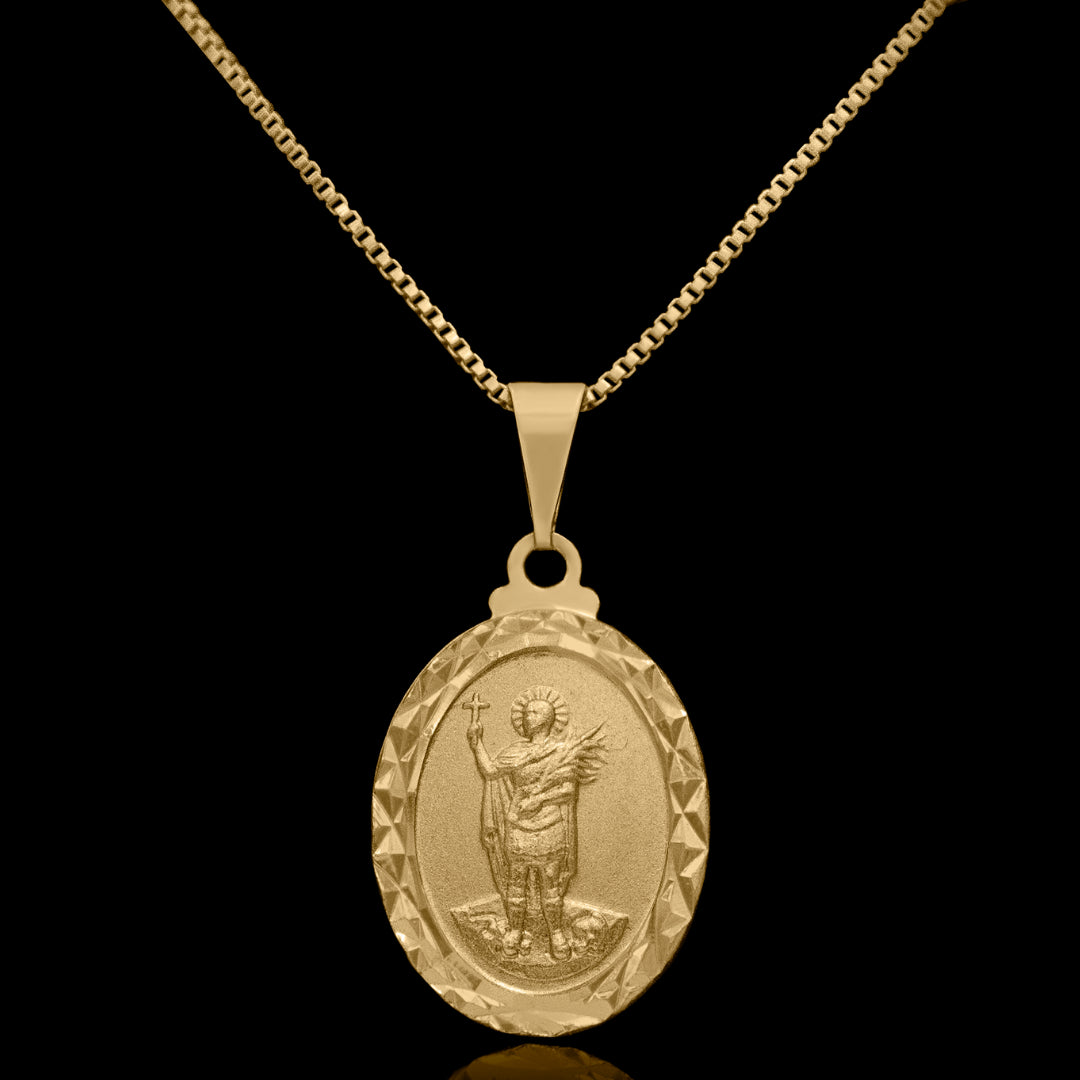 Corrente Veneziana 1mm com Pingente Santo Expedito Banhado a Ouro 18k