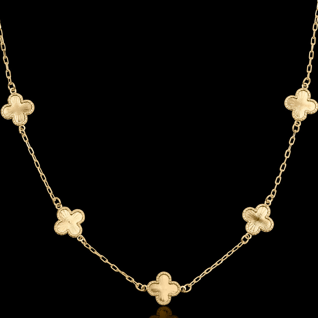 CORRENTE 5 TREVOS GOLDEN BANHADO A OURO 18K