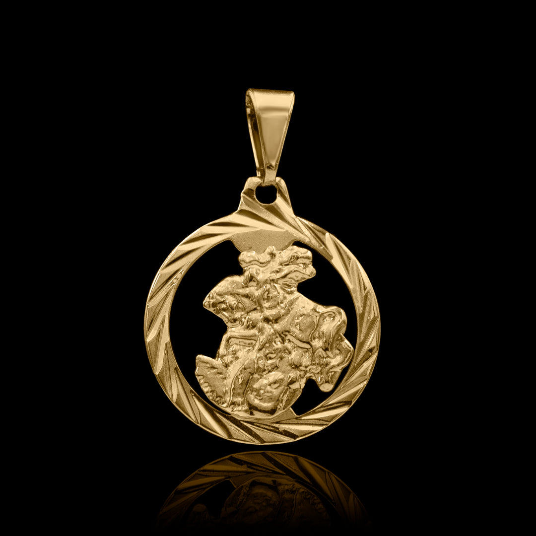 Pingente São Jorge detalhado 20mm Banhado a Ouro 18k