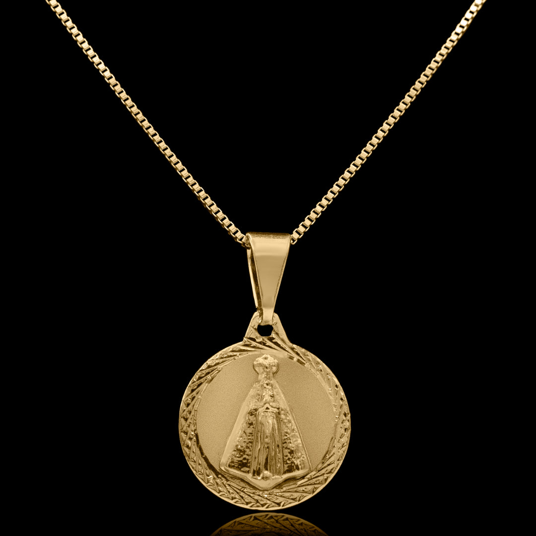 Conjunto Nossa Senhora Aparecida 1mm Banhado a Ouro 18k