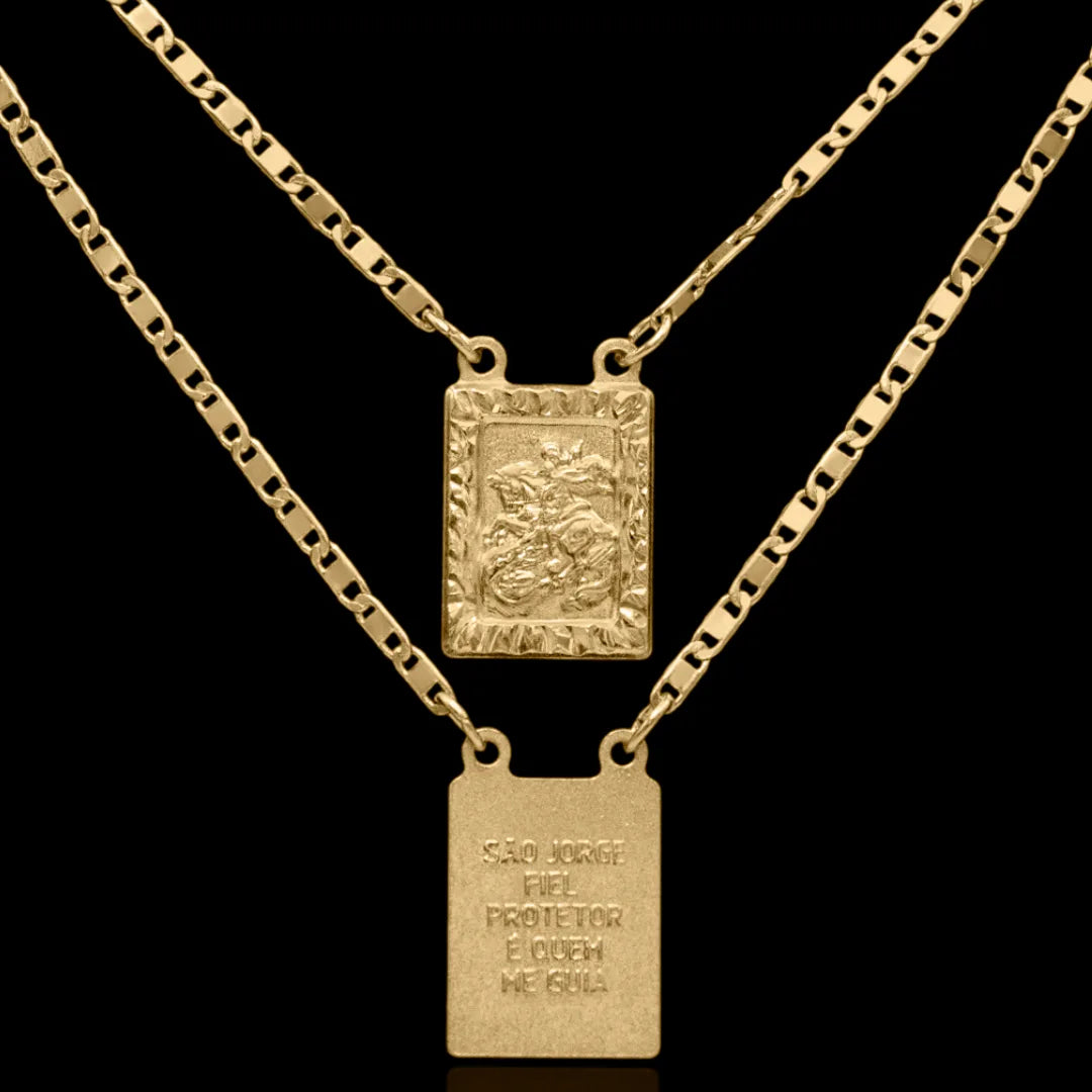 Escapulário São Jorge Banhado a ouro 18k
