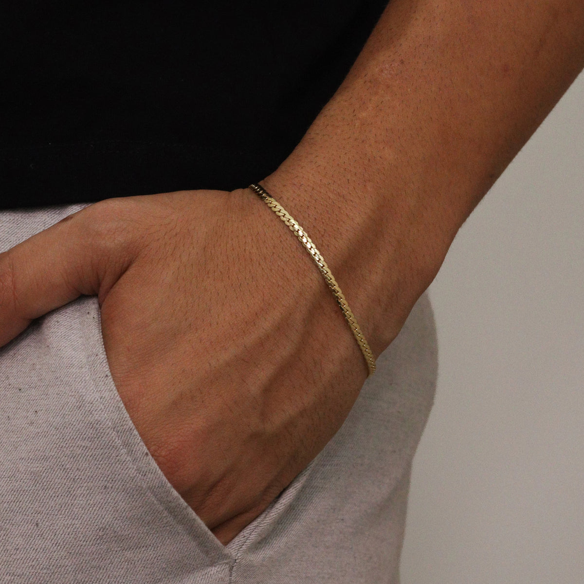 Pulseira Grumet Laminada 3mm Banhada a Ouro 18k
