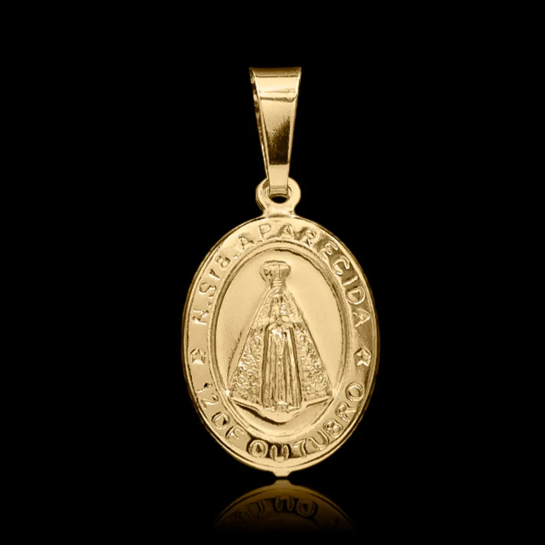 Pingente Nossa Sra. Aparecida G 28mmx 18mm Banhado a ouro 18k