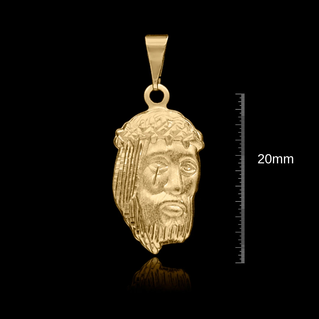 Corrente Cartie 3m com Pingente Jesus Cristo P 2cm Banhado a Ouro 18k
