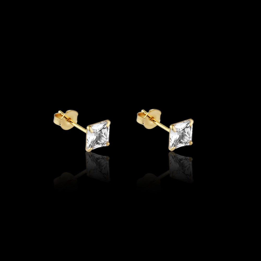 brinco masculino - zirconia 4mm banhado a ouro 18k