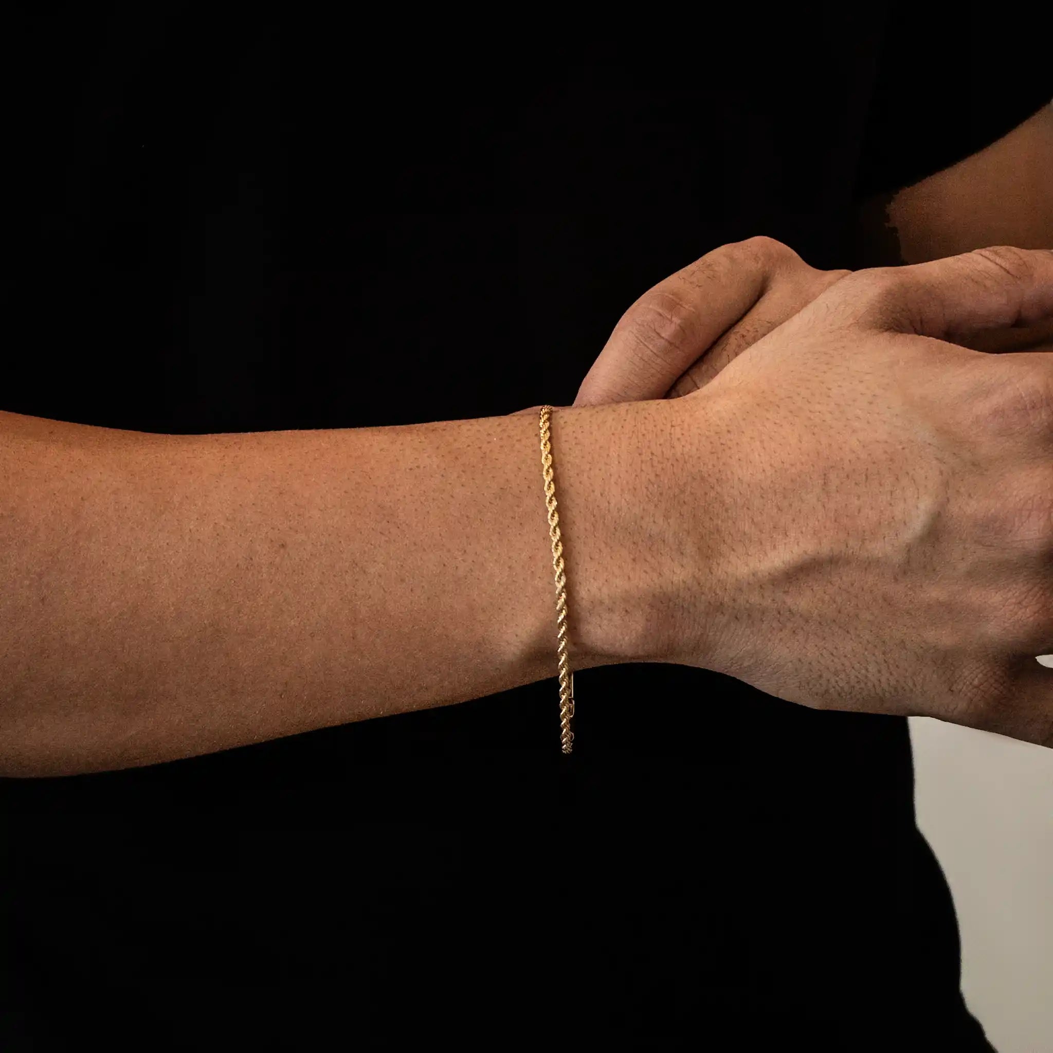 Pulseira Rope Elo Baiano 2.3mm Banhado a ouro 18k