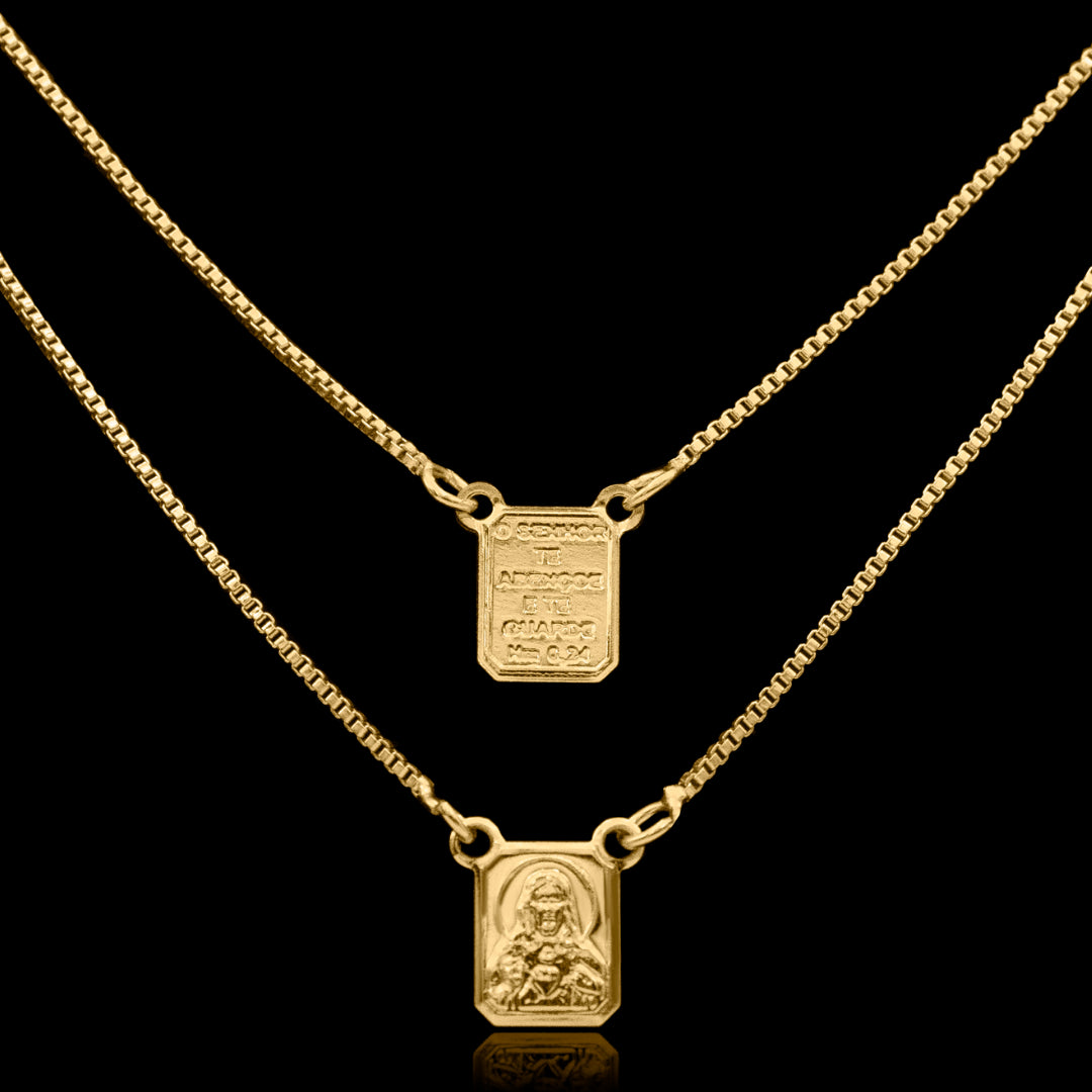 Escapulario masculino - Jesus banhado a ouro 18k