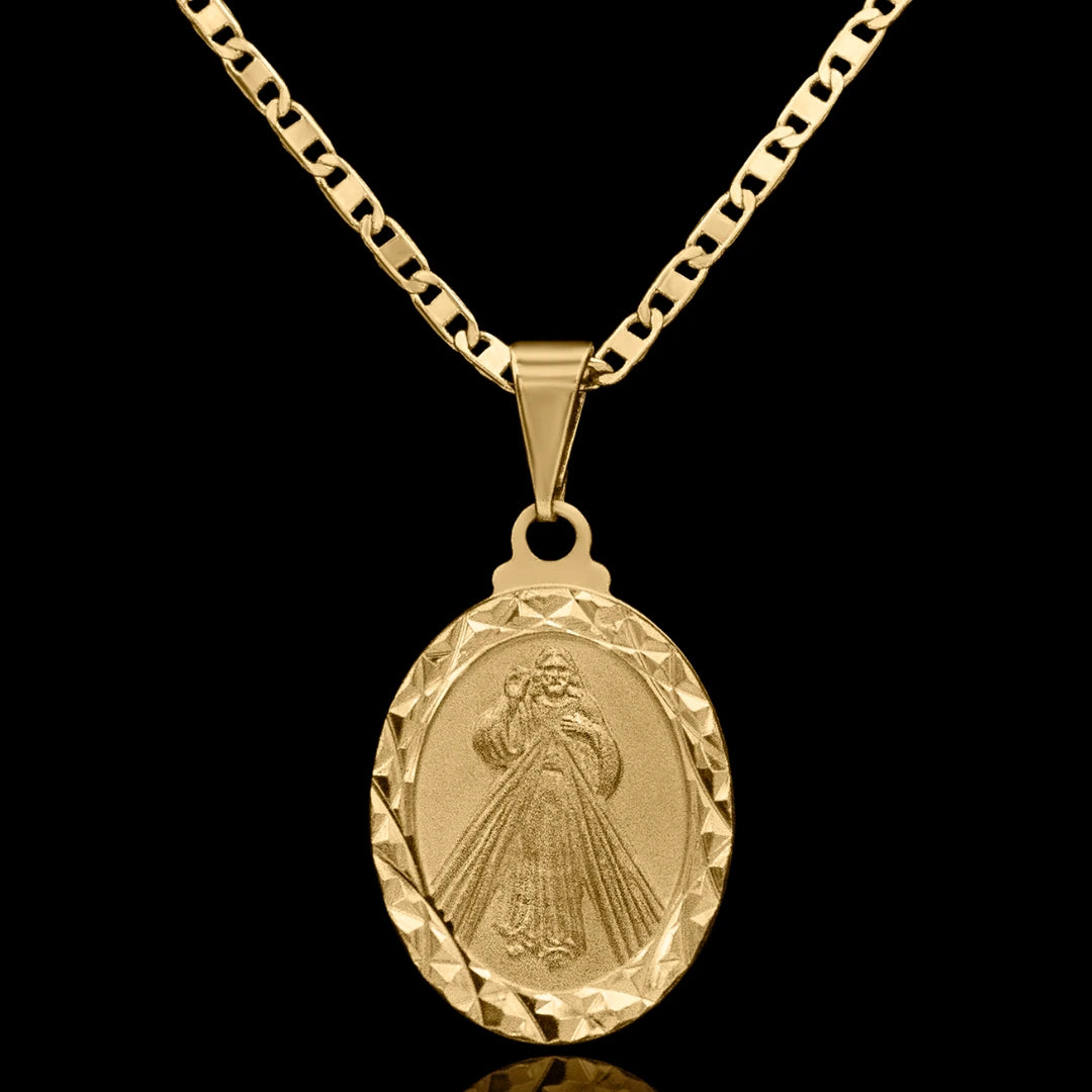 Corrente Piastrine 2mm com Pingente Jesus Cristo Detalhado Banhado a Ouro 18k