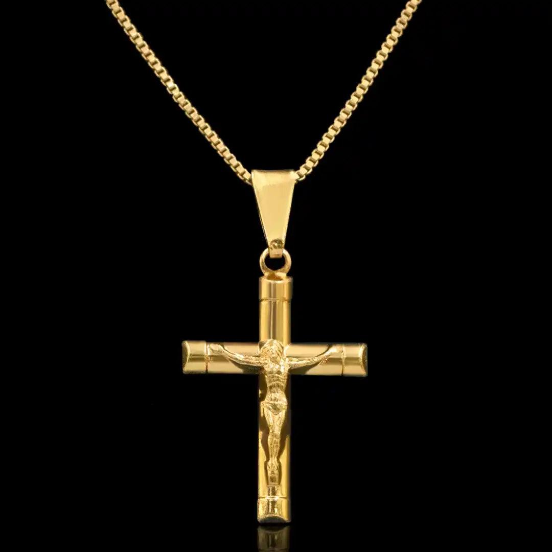 Corrente Veneziana com pingente Cruz Jesus Cristo Banhado a Ouro 18k - Rei18k