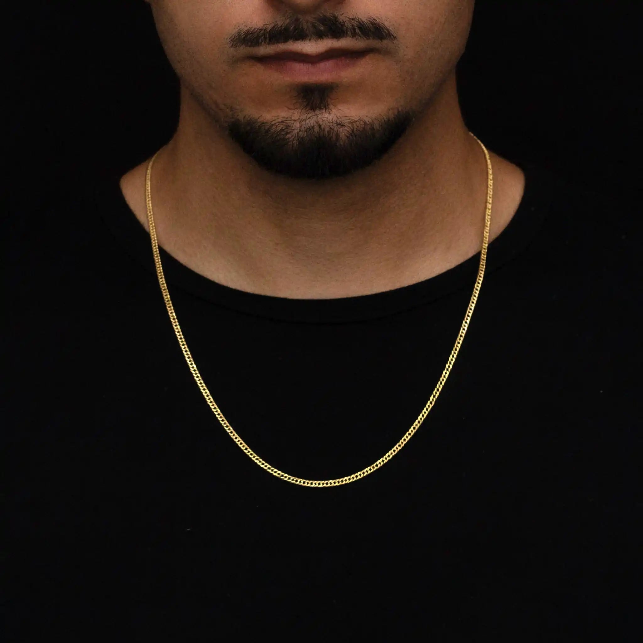 corrente banhada a ouro masculina - grumet duplo 3mm - 18k 