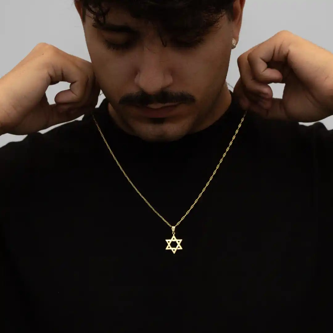 Pingente Estrela de David Banhado a Ouro 18k