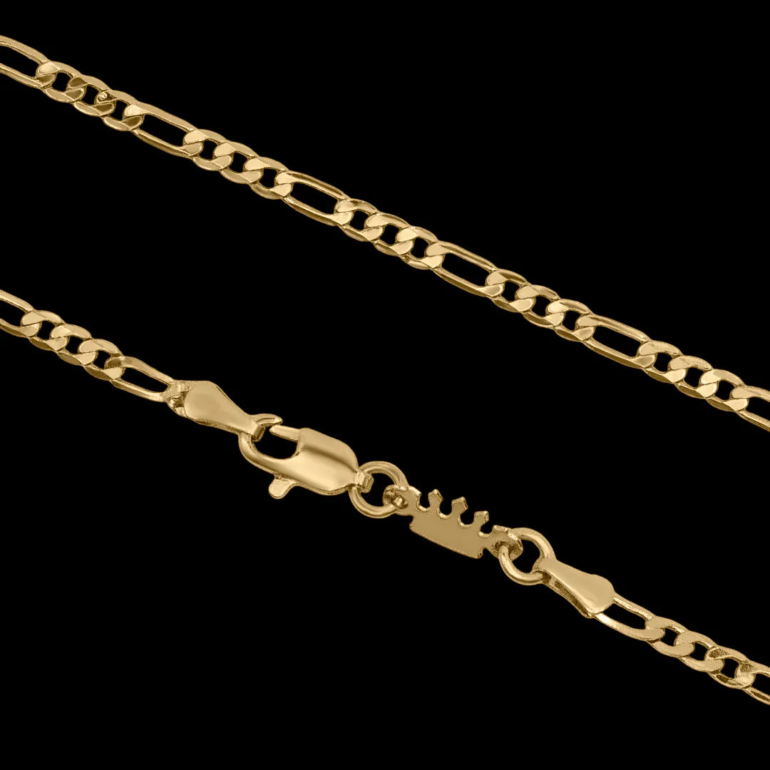 Corrente Fígaro 3mm Banhado a ouro 18k