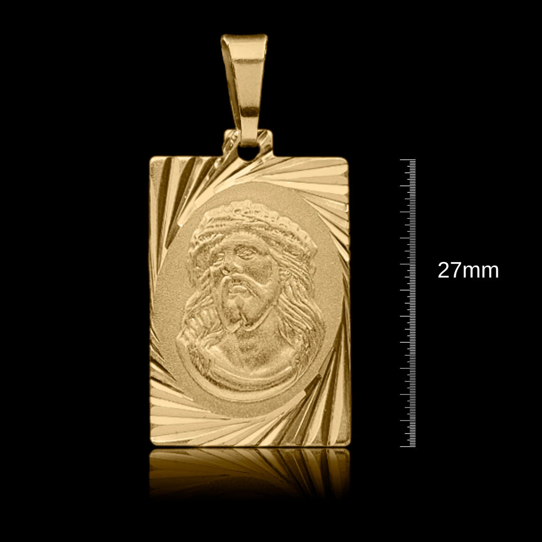 Pingente Jesus Cristo Retangular Banhado a Ouro 18k