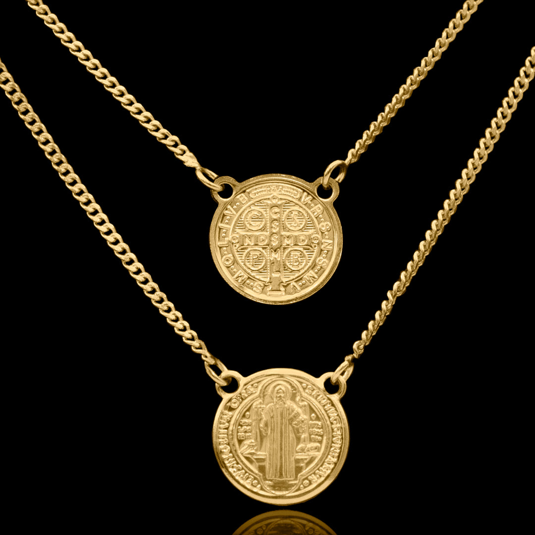 Escapulario masculino - são bento banhado a ouro 18k