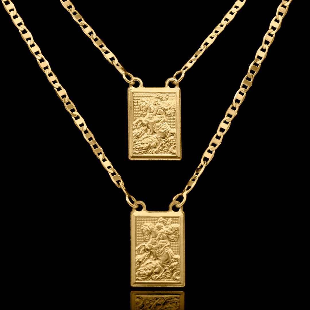 Escapulario masculino - são jorge banhado a ouro 18k
