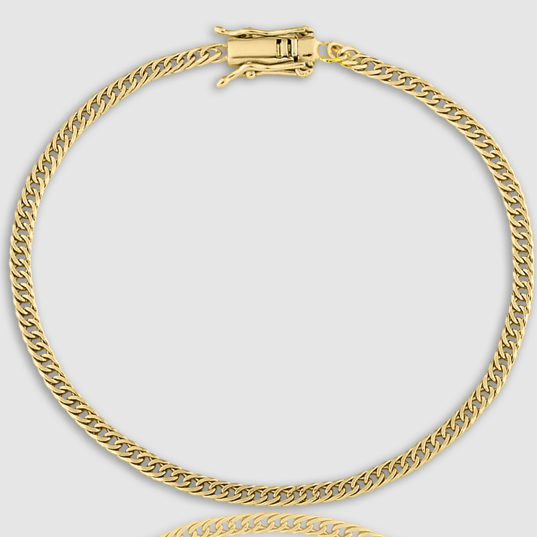 Pulseira Grumet Dupla 3mm Banhado a Ouro 18k