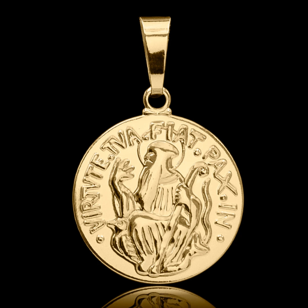 Pingente São Bento G 25mm Banhado a Ouro 18k