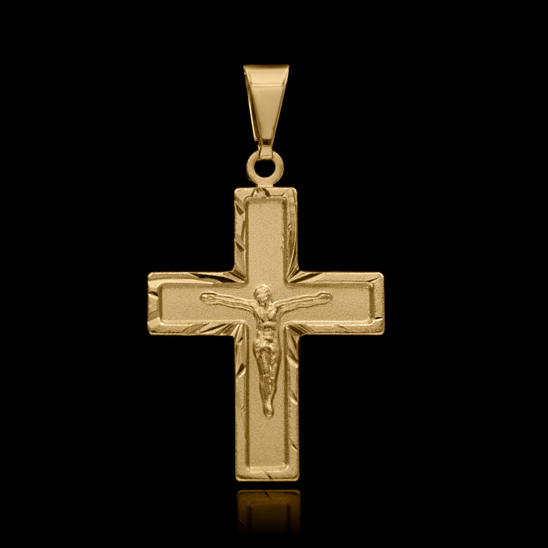 Pingente Cruz com Jesus Detalhada Banhado a Ouro 18k