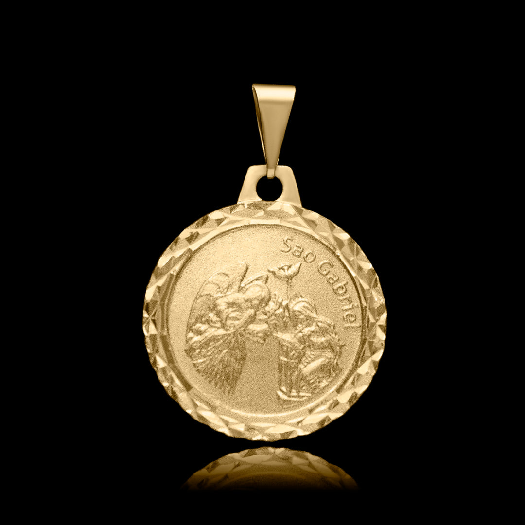 Pingente São Gabriel Arcanjo 18mm Banhado a Ouro 18k