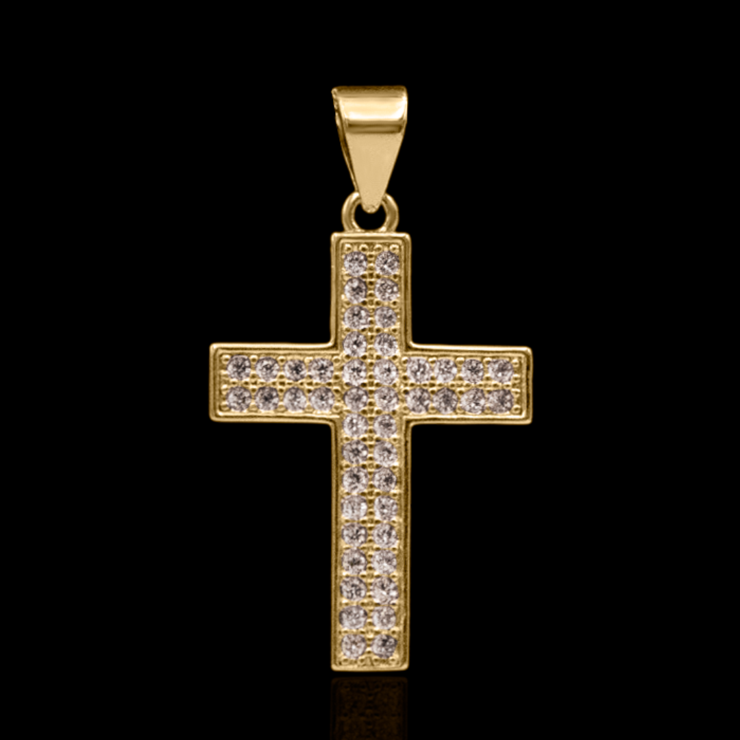 Pingente Cruz cravejada banhado a ouro 18k