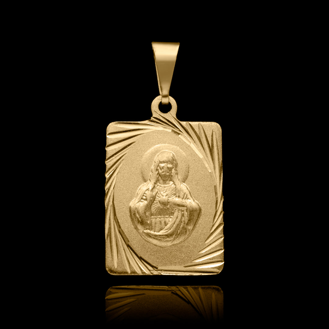 Pingente Placa Jesus Cristo Banhado a Ouro 18k