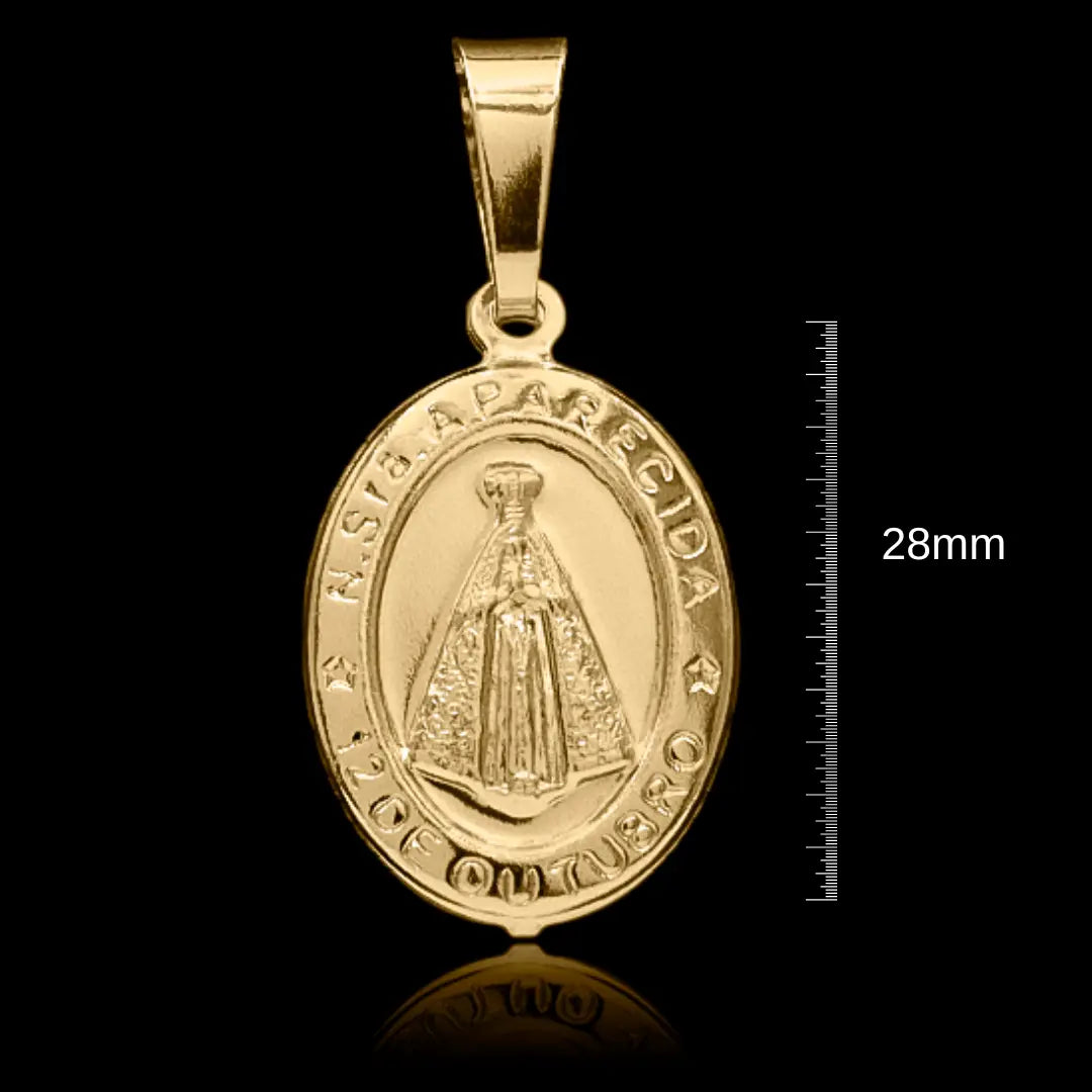 Corrente Cartier 3.5mm com Pingente Nossa Sra. Aparecida G 28mmx 18mm  Banhado a ouro 18k