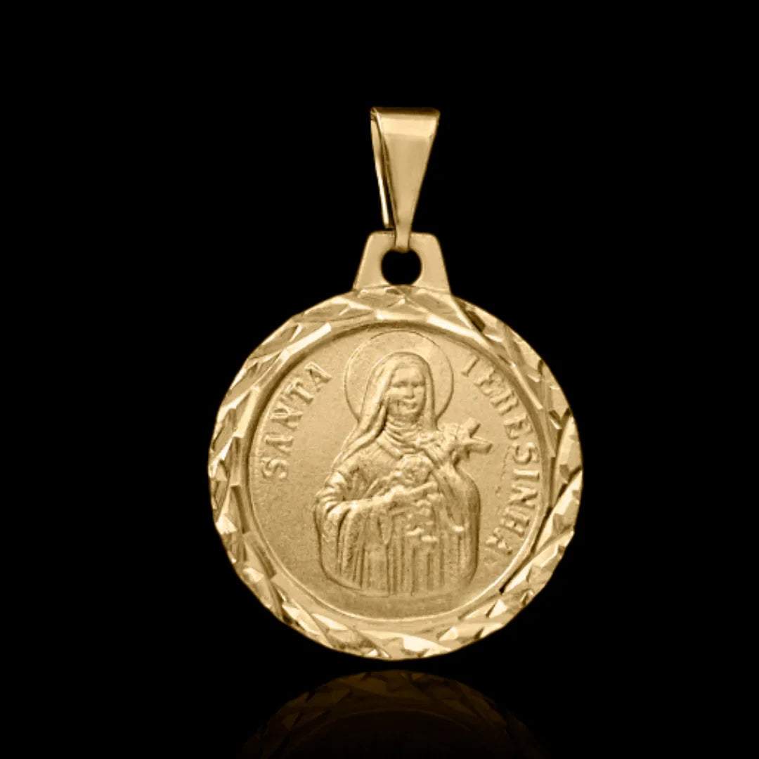 Pingente Santa Teresinha 18mm Banhado a ouro 18k