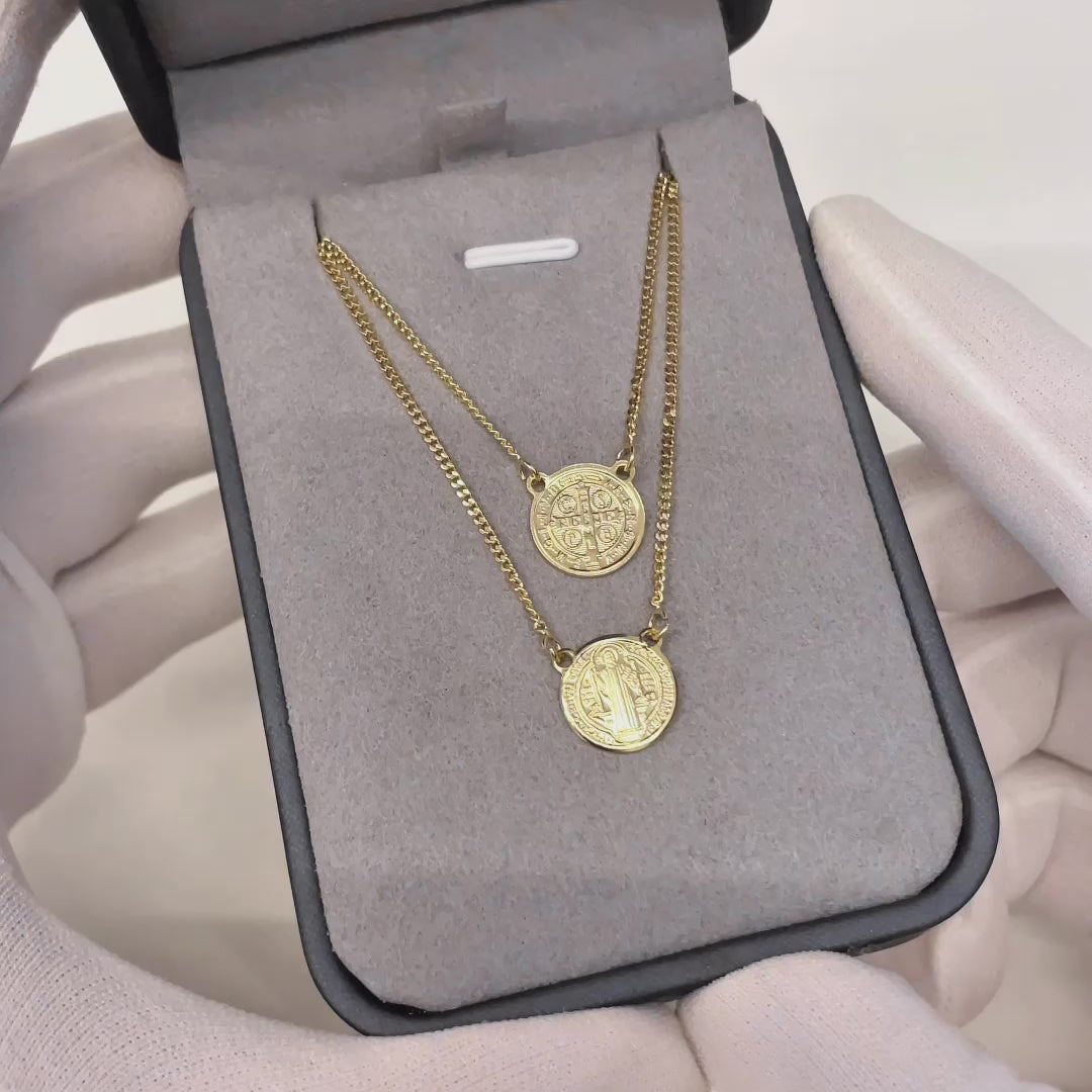 Escapulario masculino - são bento banhado a ouro 18k