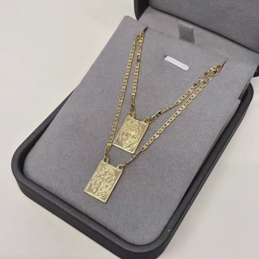 Escapulario masculino - são bento banhado a ouro 18k