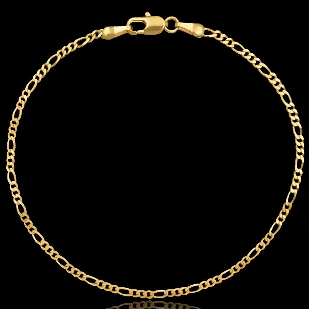 Pulseira Fígaro 3x1 2mm banhado a ouro 18k - Rei18k